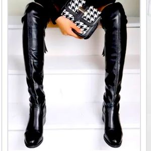 Schutz Leather Over-The-Knee Boots- black- size 6